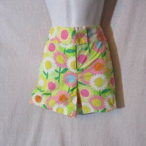 Womens LILLY PULITZER FLORAL SHORT Shorts 6 YELLOW GREEN
